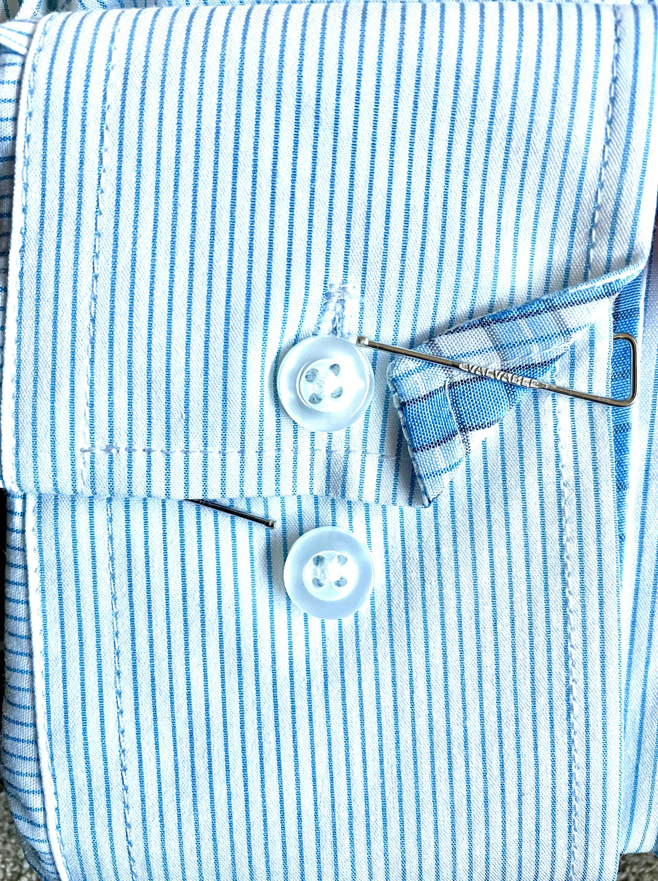Men's Slim Fit Light Blue Striped Cotton Dress Shirt