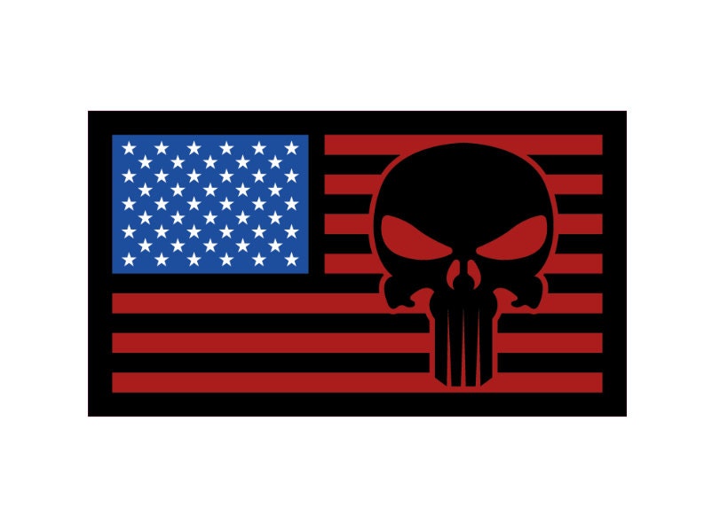 Dark Red Blue Punisher US Flag Proud US Army Veteran Armed Forces