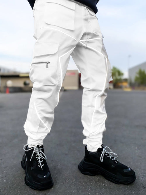 Men's trendy loose straight multi-pocket cargo pants