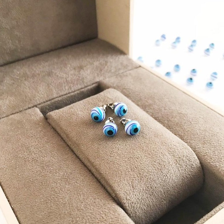 Glass Evil Eye Stud Earrings