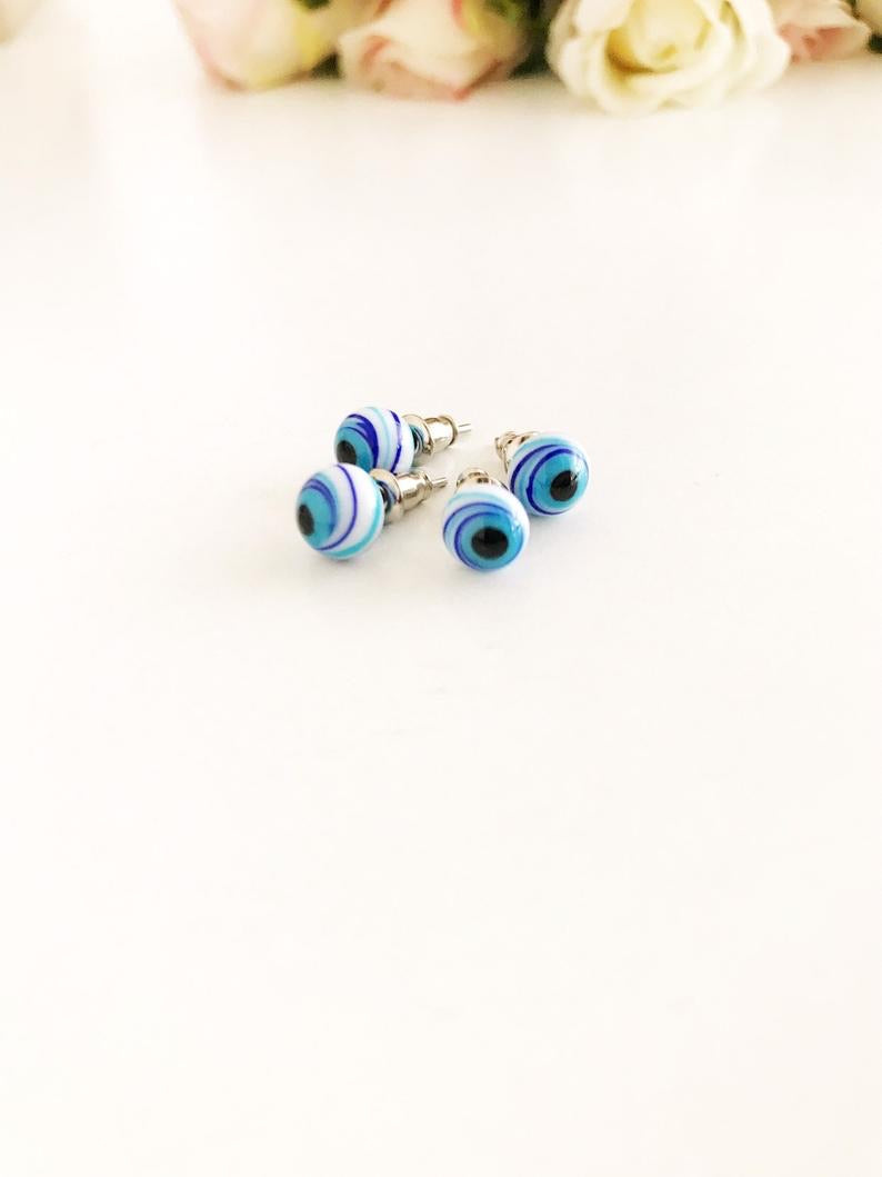 Glass Evil Eye Stud Earrings