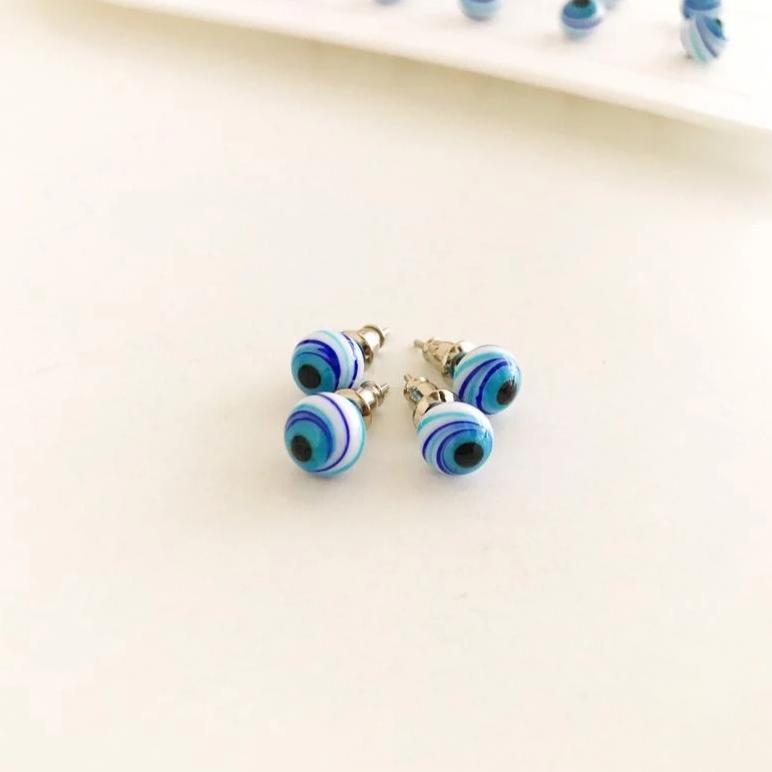 Glass Evil Eye Stud Earrings