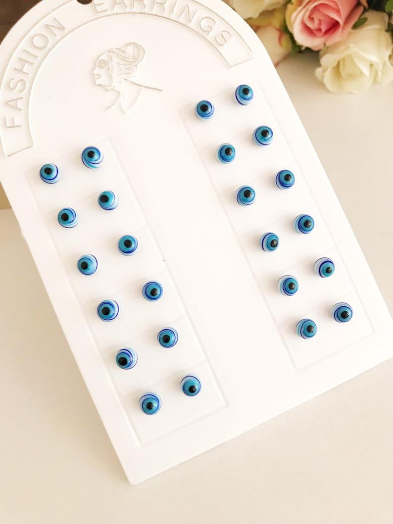 Glass Evil Eye Stud Earrings