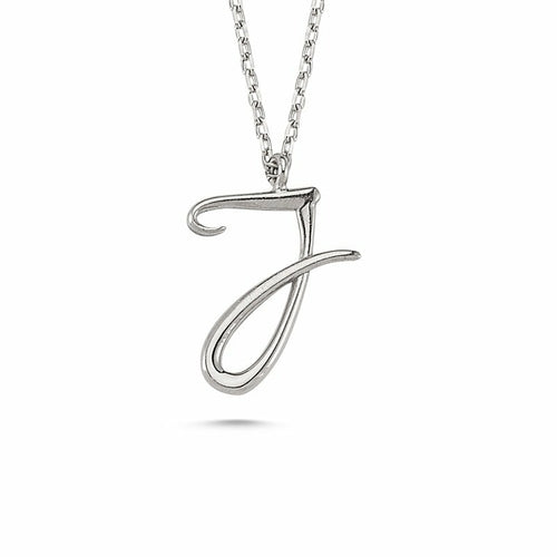 J Letter Mini Initial Silver Necklace