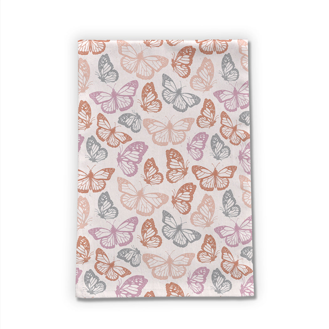 Orange & Pink Butterfly Tea Towel