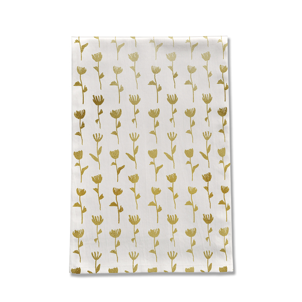 Gold Flower Tea Towel