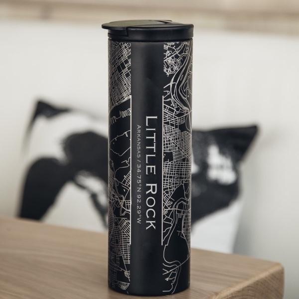 Little Rock - Arkansas Map Tumbler in Matte Black