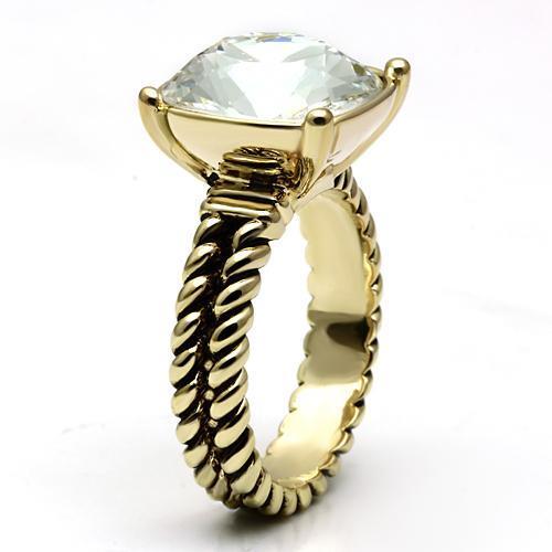 LO2447 - Gold Brass Ring with AAA Grade CZ  in Clear