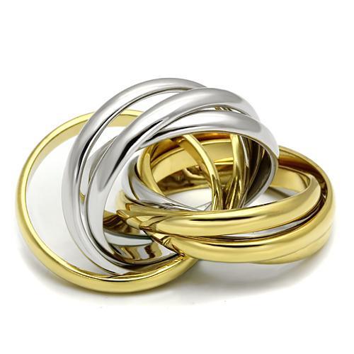 LO2527 - Gold+Rhodium Brass Ring with No Stone