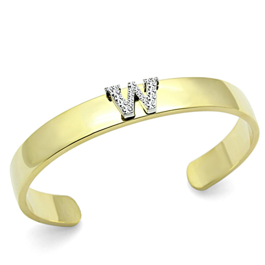 LO2592 - Gold+Rhodium White Metal Bangle with Top Grade Crystal  in