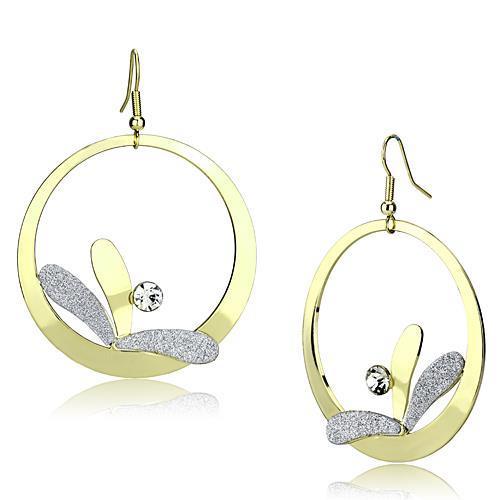 LO2715 Gold Iron Earrings with Top Grade Crystal