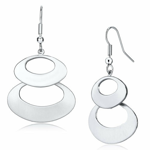 LO2736 - Matte Rhodium & Rhodium Iron Earrings with No Stone