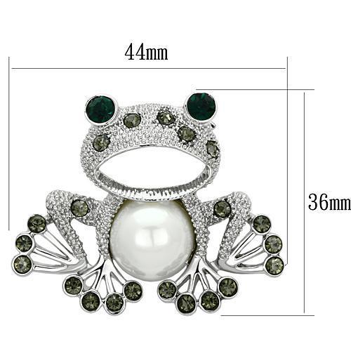LO2844 - Imitation Rhodium White Metal Brooches with Synthetic Pearl