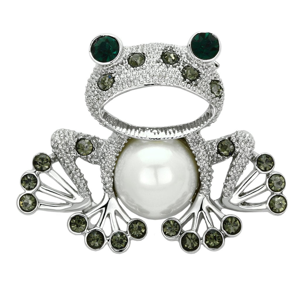 LO2844 - Imitation Rhodium White Metal Brooches with Synthetic Pearl