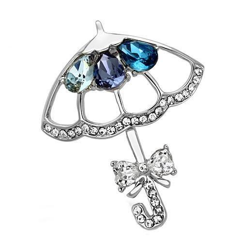 LO2854 - Imitation Rhodium White Metal Brooches with Synthetic Glass