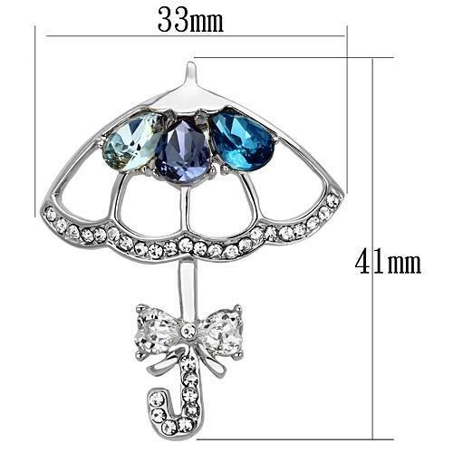 LO2854 - Imitation Rhodium White Metal Brooches with Synthetic Glass