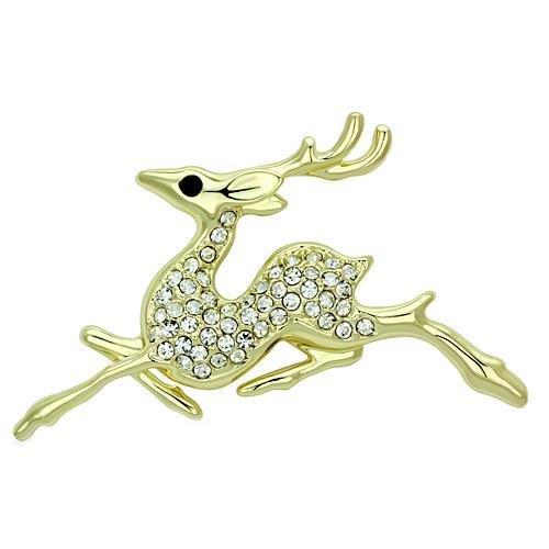 LO2859 - Flash Gold White Metal Brooches with Top Grade Crystal  in