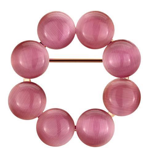 LO2887 - Flash Rose Gold White Metal Brooches with Synthetic Cat Eye