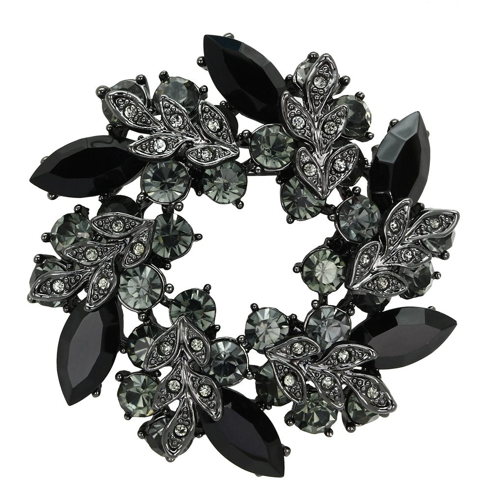 LO2917 Ruthenium White Metal Brooches with Top