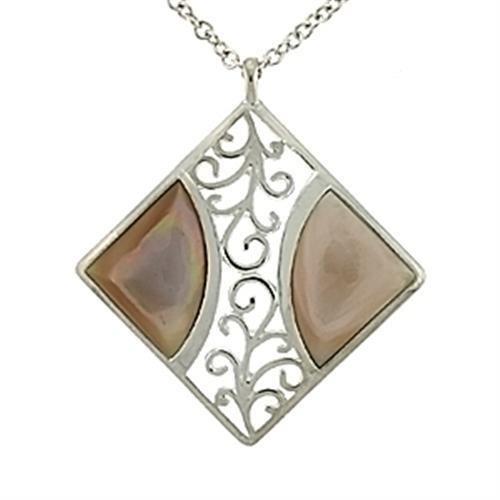 LOA532 - High-Polished 925 Sterling Silver Chain Pendant with Precious