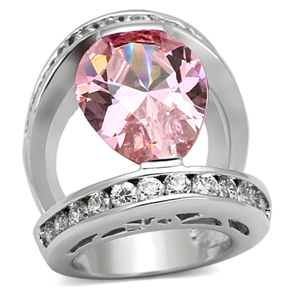 LOA924 Rhodium Brass Ring with AAA Grade CZ in