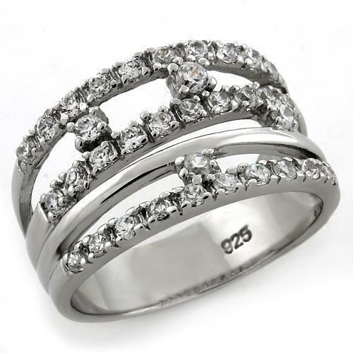 LOAS1093 - Rhodium 925 Sterling Silver Ring with AAA Grade CZ  in