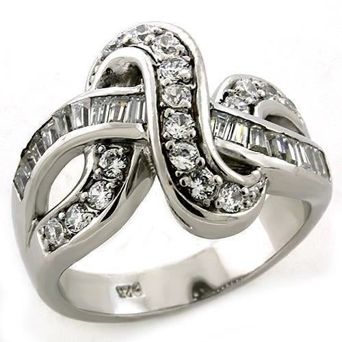 LOAS1304 - Rhodium 925 Sterling Silver Ring with AAA Grade CZ  in