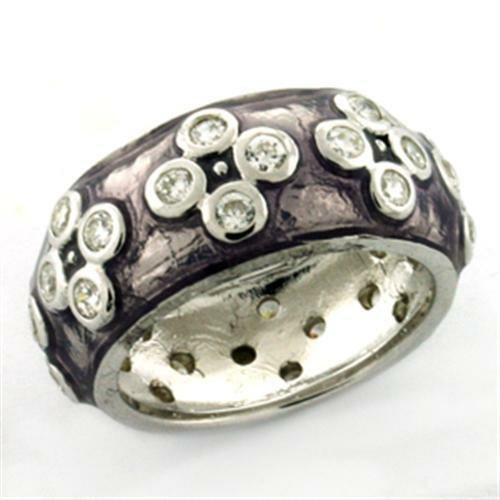 LOAS730 - Rhodium 925 Sterling Silver Ring with Epoxy  in Light