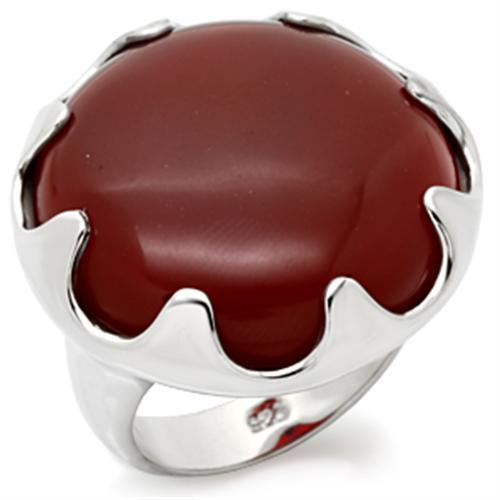 LOS085 - High-Polished 925 Sterling Silver Ring with Semi-Precious