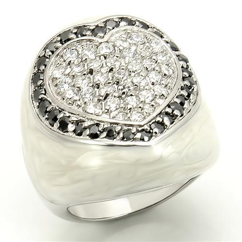 LOS167 Rhodium 925 Sterling Silver Ring with AAA