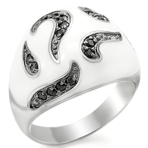 LOS355 - Rhodium + Ruthenium 925 Sterling Silver Ring with AAA Grade