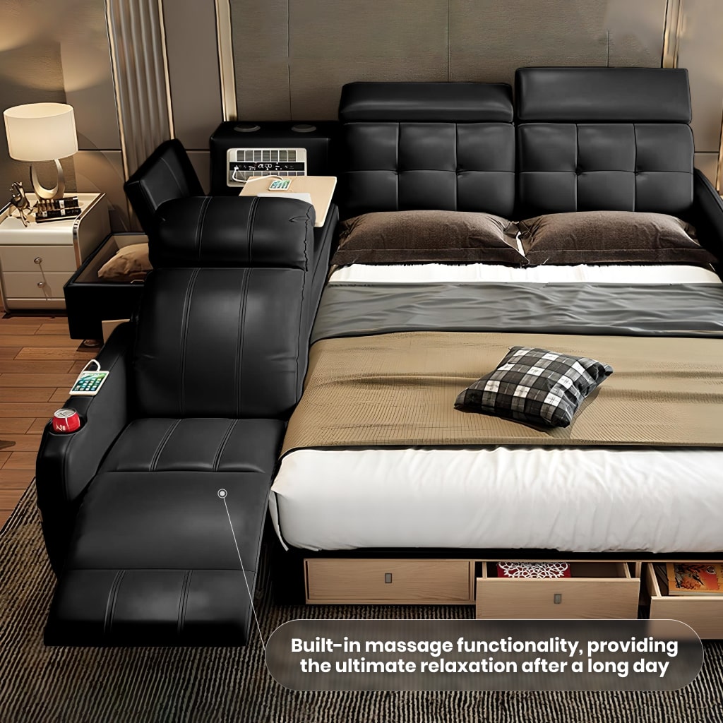 Luxury King Bed with Massage and Storage