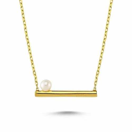 Dainty Lyra Pearl Necklace in Silver