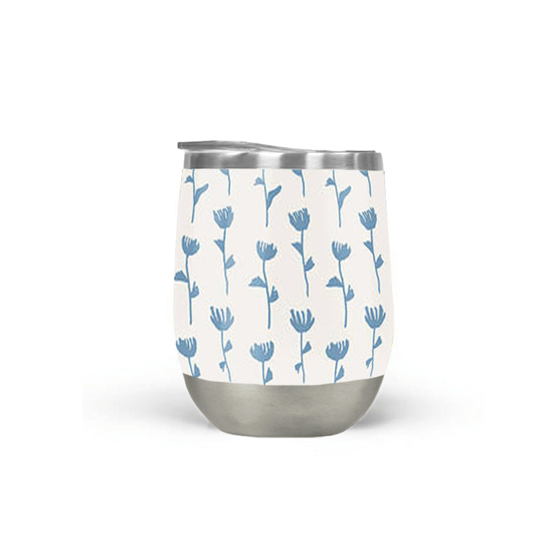 Light Blue Flower Wine Tumbler