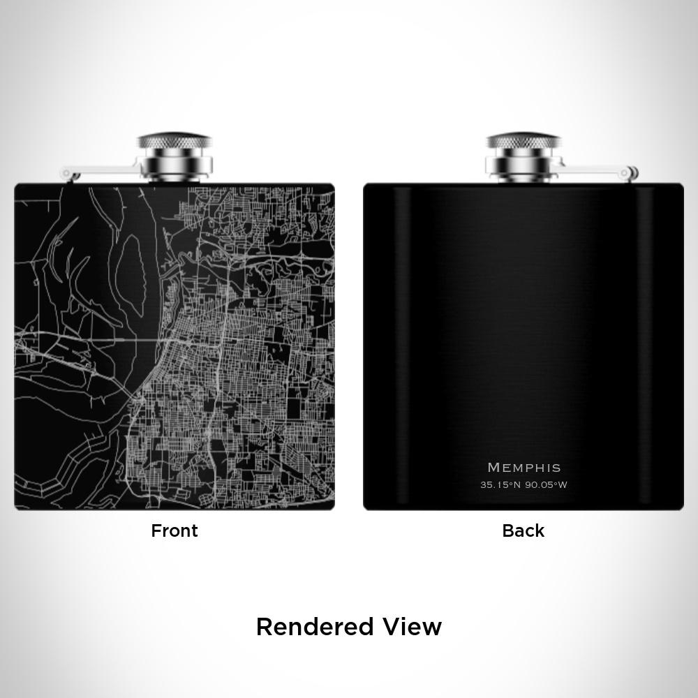 Memphis - Tennessee Map Hip Flask in Matte Black