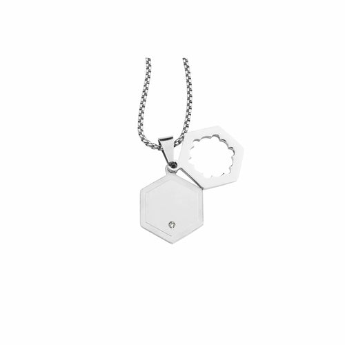 Hexagon Pendant Necklace With Cubic Zirconia