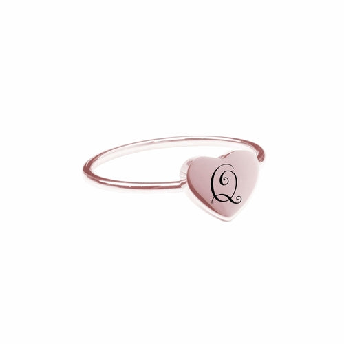 Q Comfort Fit Initial Heart Ring