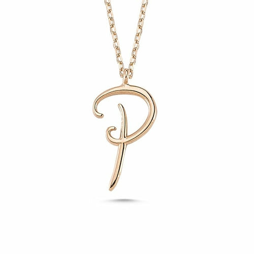 P Letter Mini Initial Silver Necklace