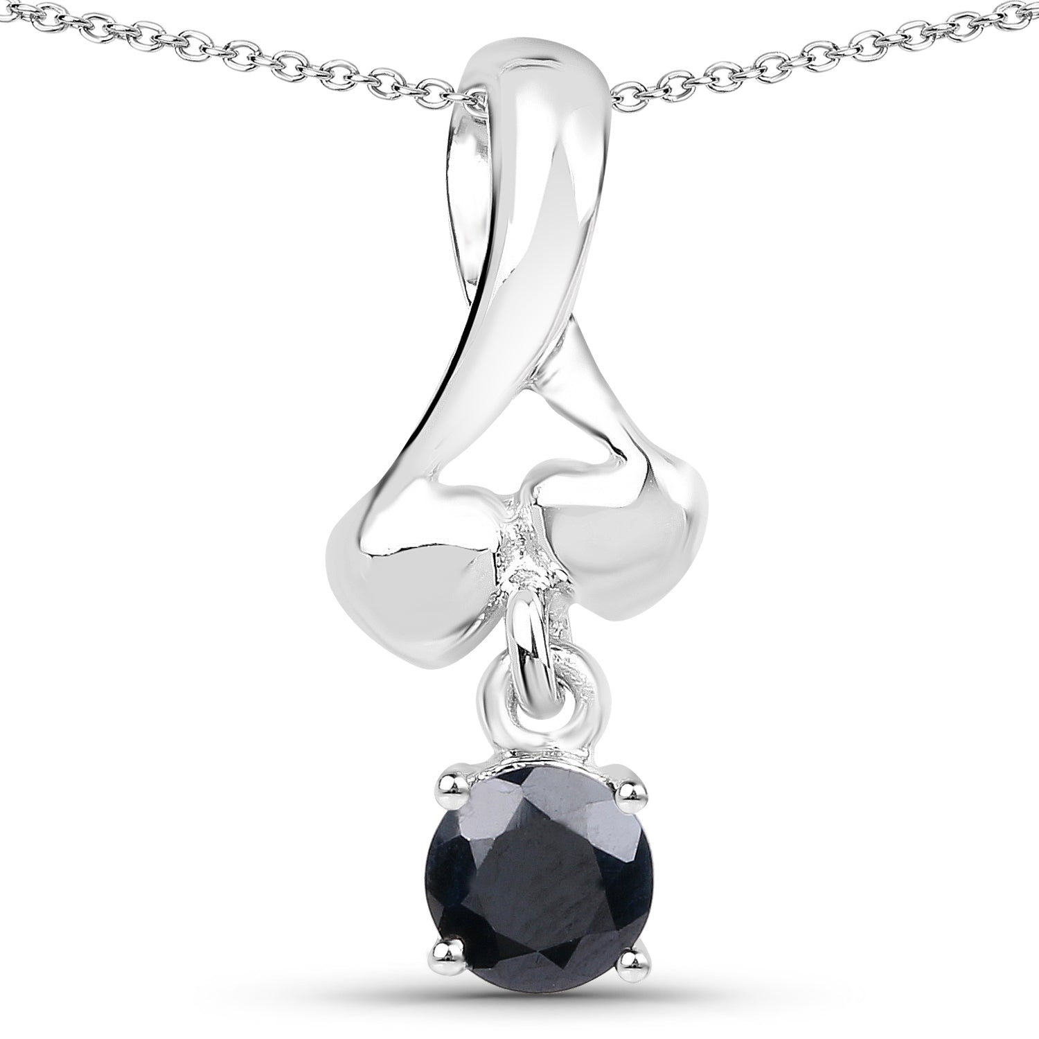 0.95 Carat Genuine Black Sapphire .925 Sterling Silver Pendant