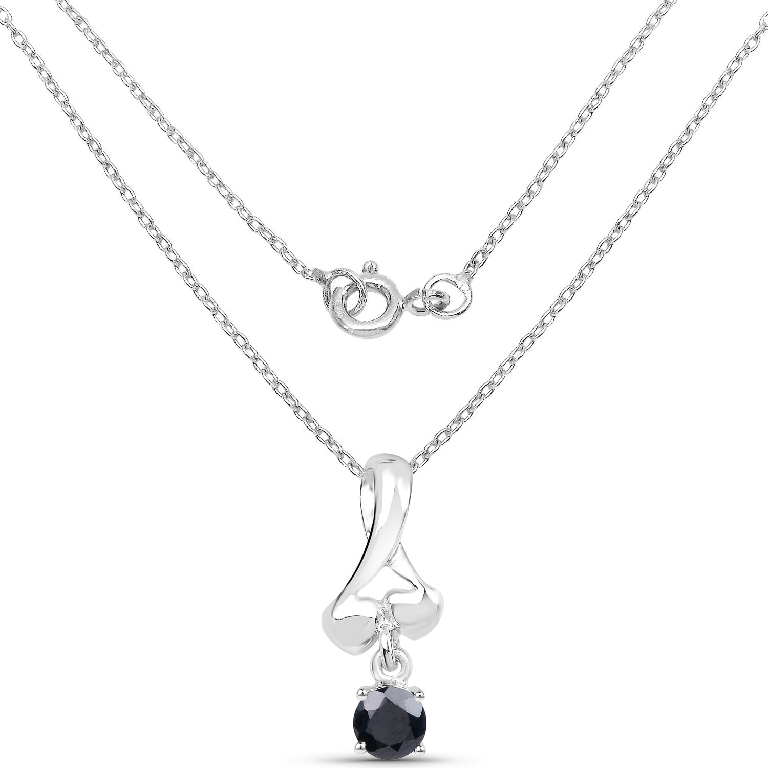 0.95 Carat Genuine Black Sapphire .925 Sterling Silver Pendant