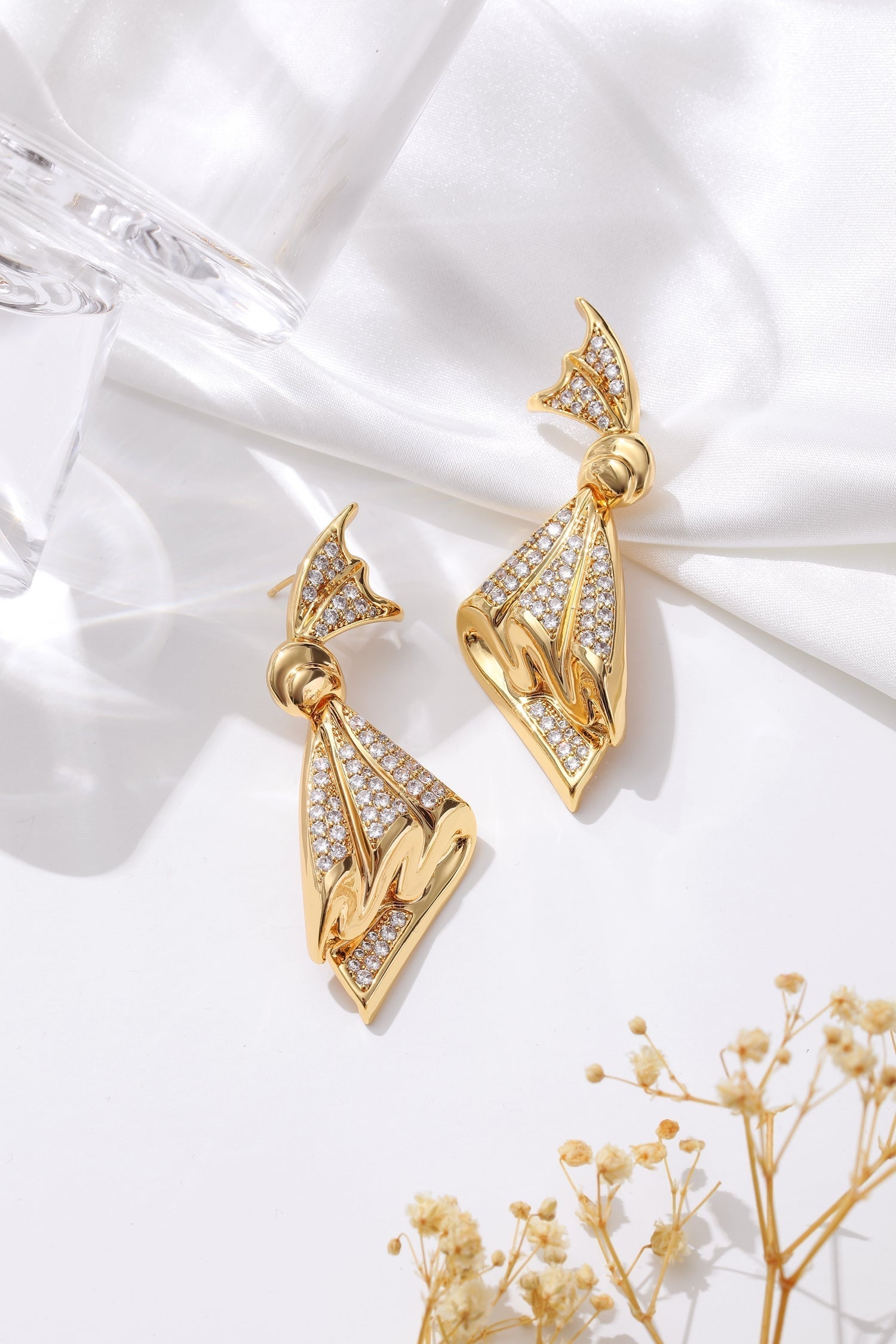 Pavé Diamonds Embellished Butterfly Earrings