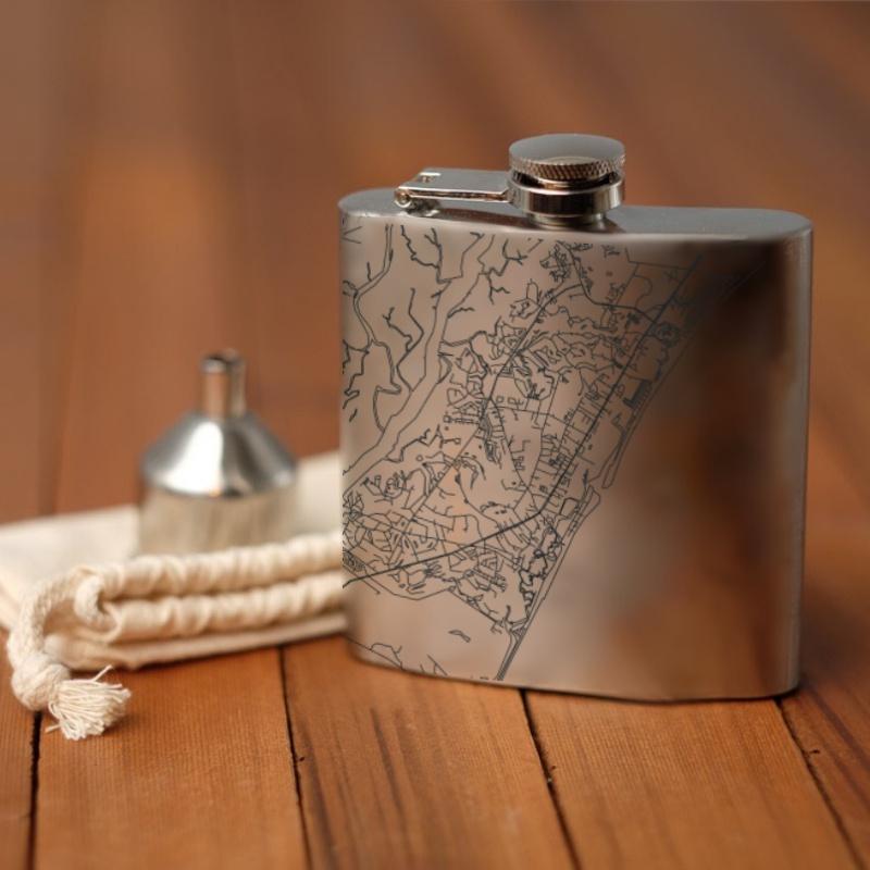 Pawleys Island - South Carolina Map Hip Flask