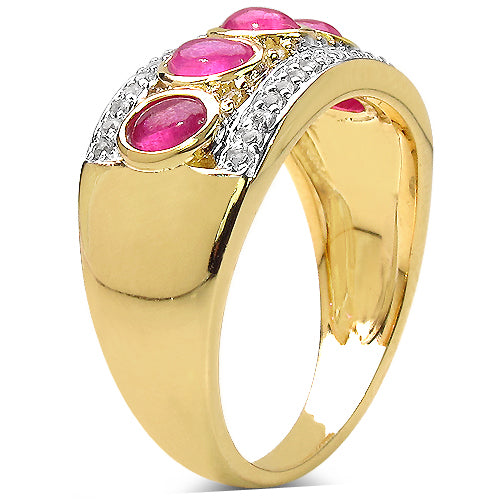 14K Yellow Gold Plated 1.81 Carat Genuine Ruby & White Topaz .925