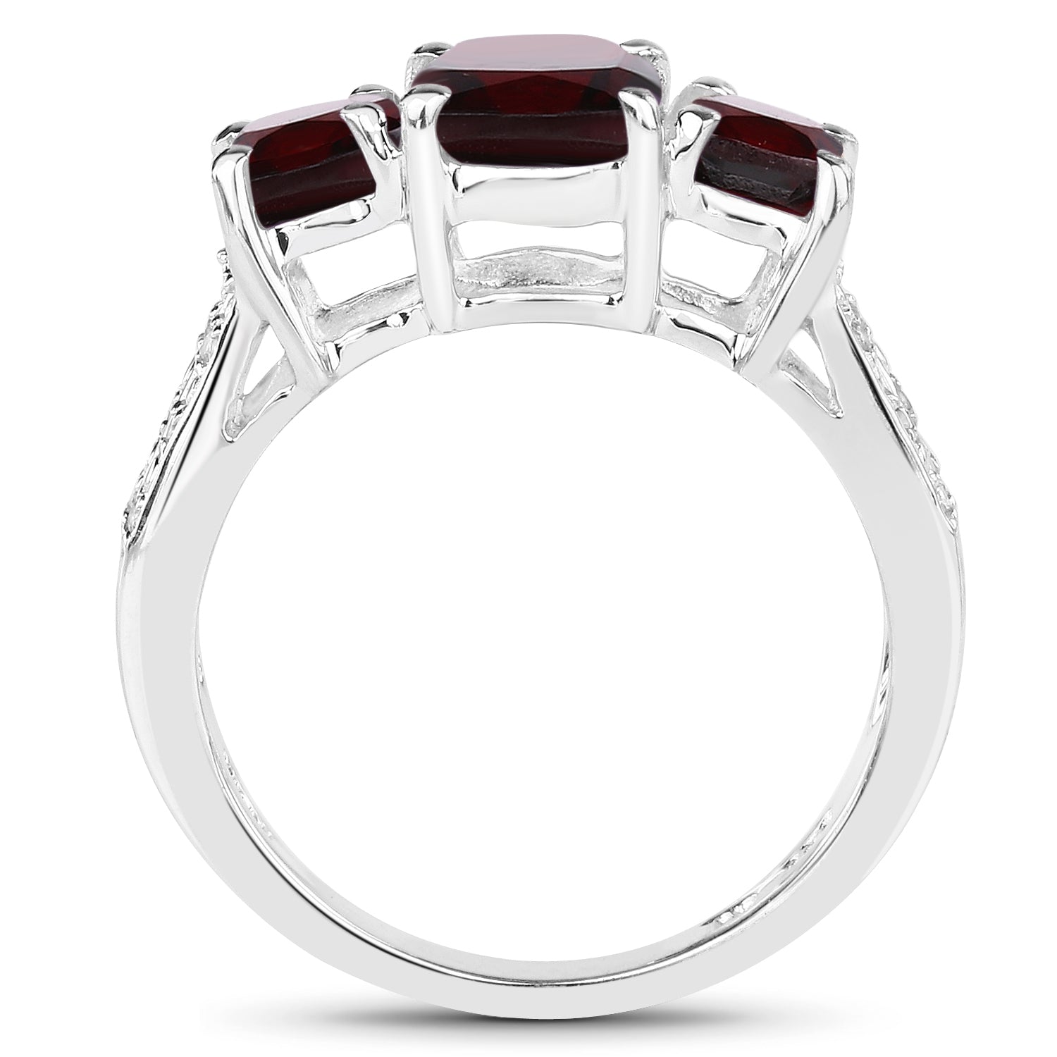 1.92 Carat Genuine Garnet and White Topaz .925 Sterling Silver Ring