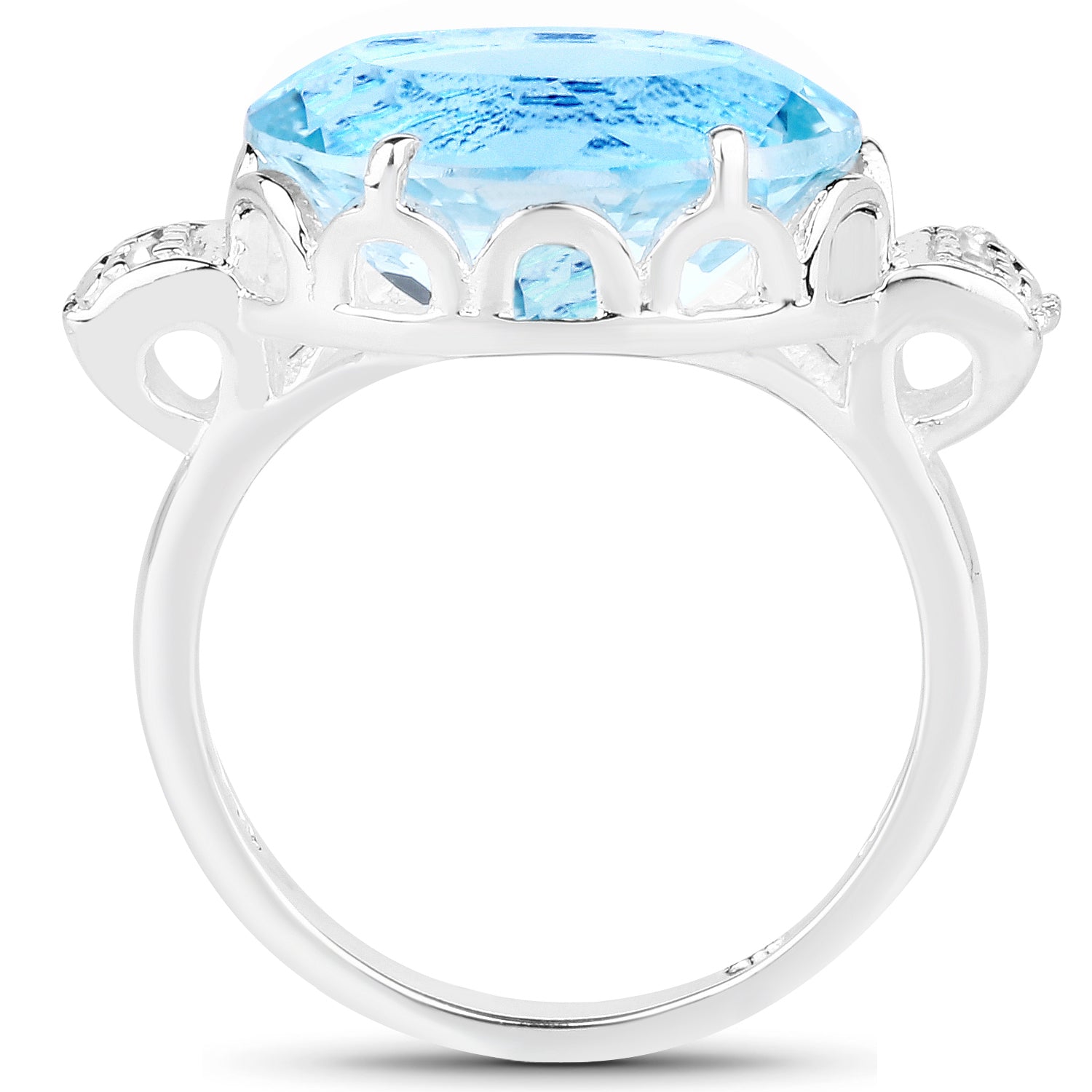 7.53 Carat Genuine Blue Topaz and White Diamond .925 Sterling Silver