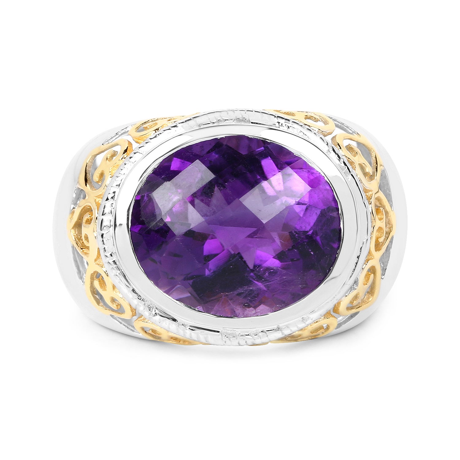 6.92 Carat Genuine Amethyst .925 Sterling Silver Ring