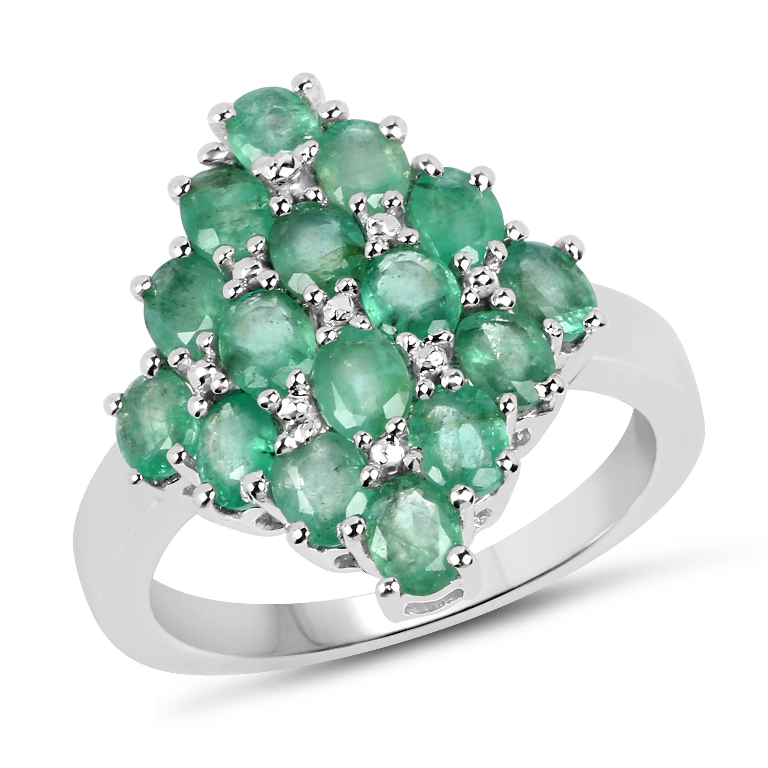 2.40 Carat Genuine Zambian Emerald .925 Sterling Silver Ring