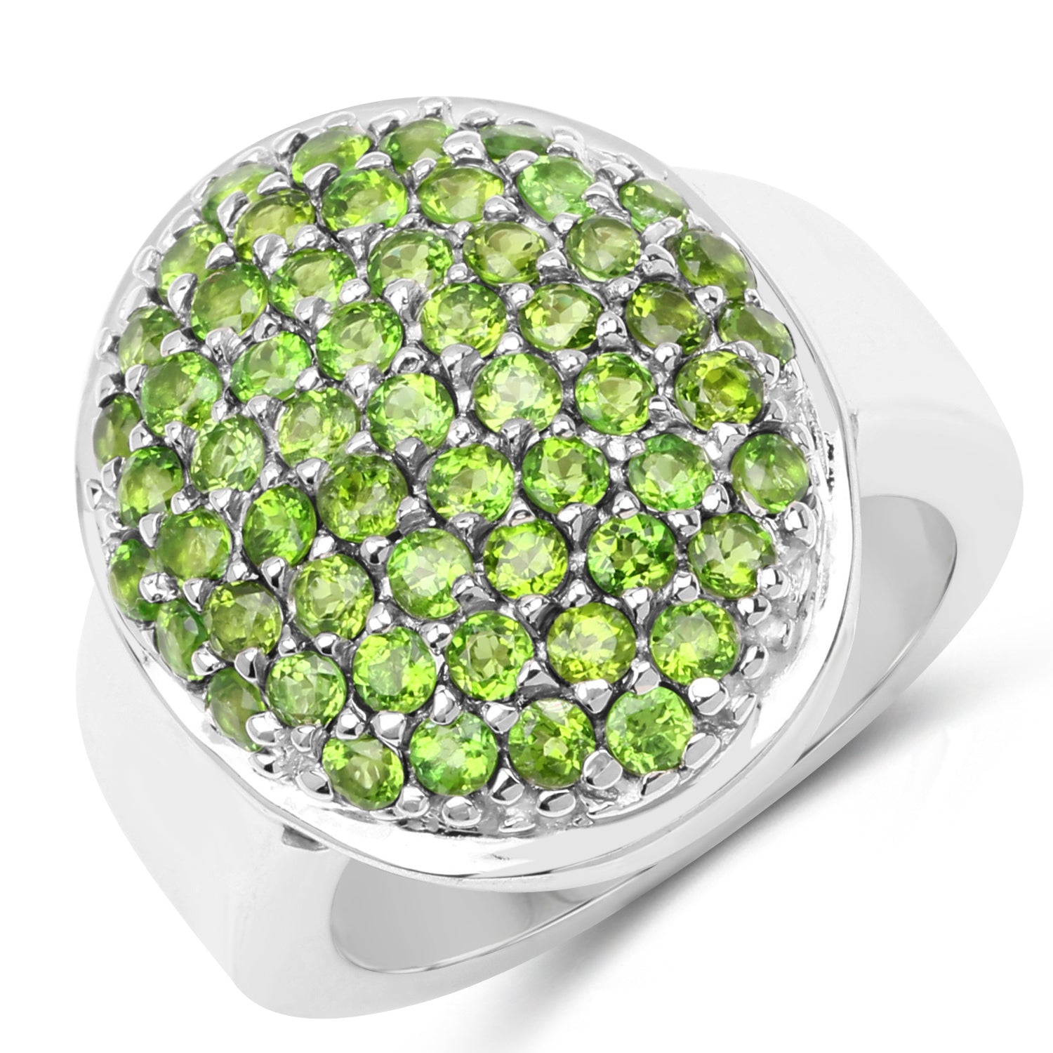 2.85 Carat Genuine Chrome Diopside .925 Sterling Silver Ring