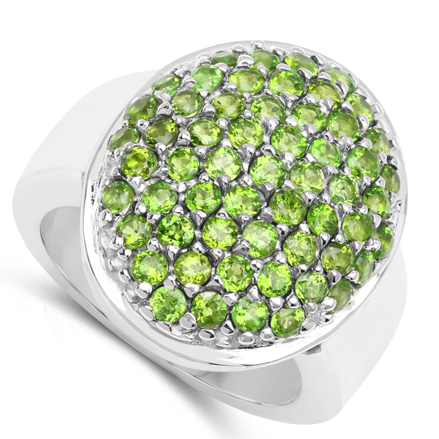 2.85 Carat Genuine Chrome Diopside .925 Sterling Silver Ring