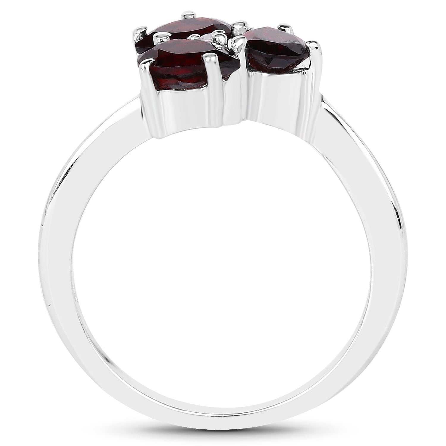 1.37 Carat Genuine Garnet and White Topaz .925 Sterling Silver Ring